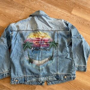 Denim Jacket with Paradise Sunset Design